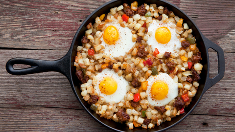 The Smokin' Butcher Smoked Black Pudding & Chorizo Potato Hash Skillet