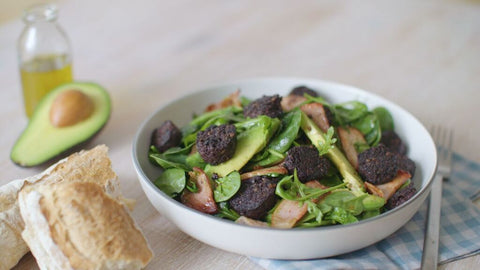 The Smokin’ Butcher Warm Sweet-Cured Rashers & Smoked Black Pudding Salad
