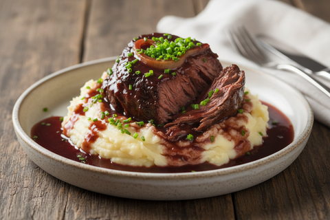 Red Wine Braised Beef Cheeks with Creamed Potato