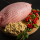 Turkey breast for Christmas stuffed with bread stuffing 
